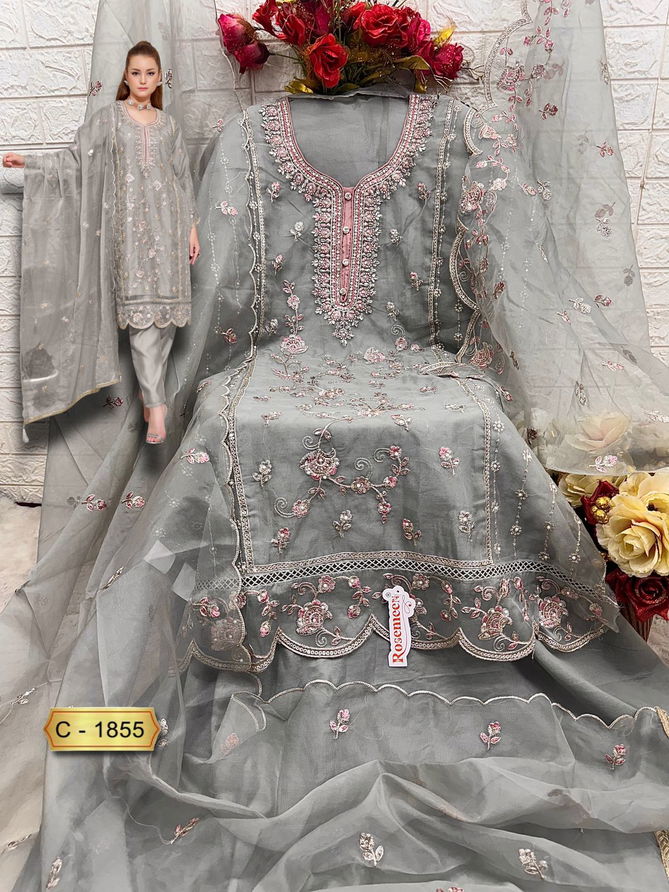 C 1855 Rosemeen By Fepic Organza Embroidery Pakistani Suits Wholesale Market